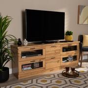 Baxton Studio Adelino Modern and Contemporary Oak Brown Finished Wood 2-Drawer TV Stand 189-12001-ZORO